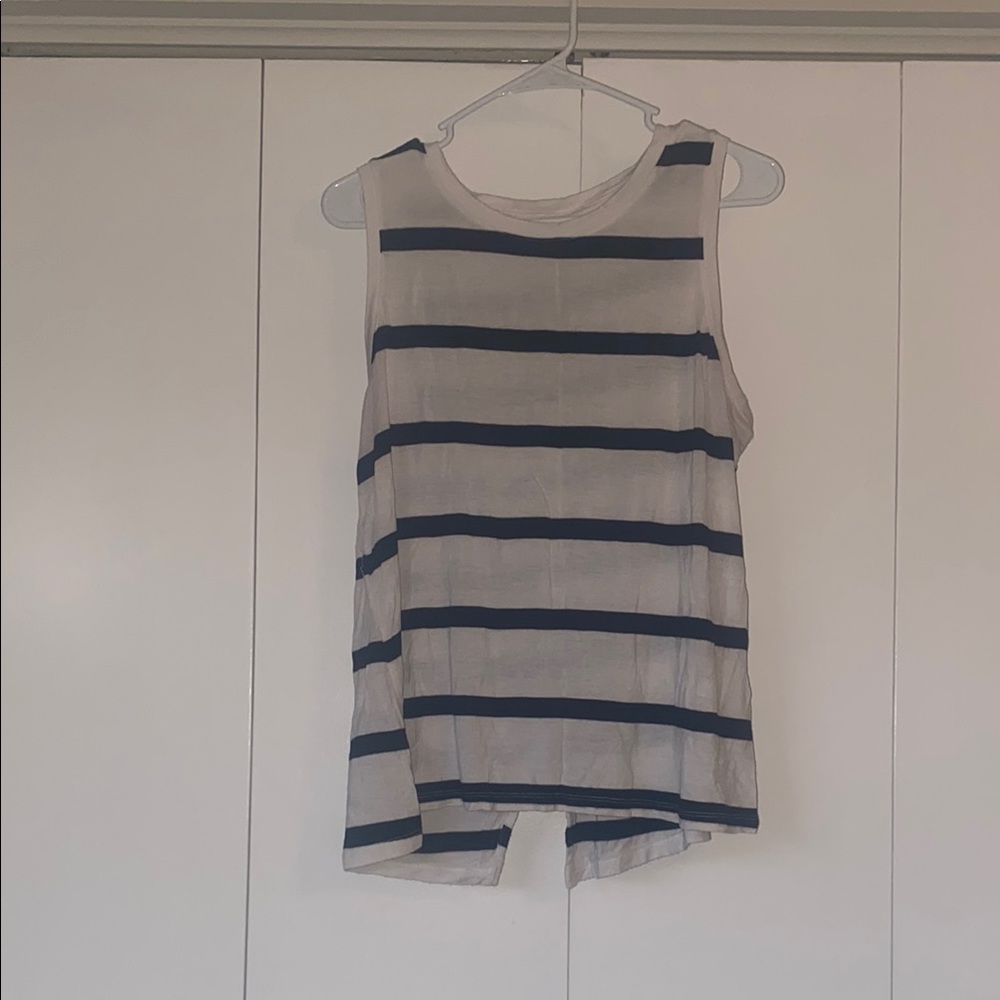 Striped Sleeveless Top - Navy and White